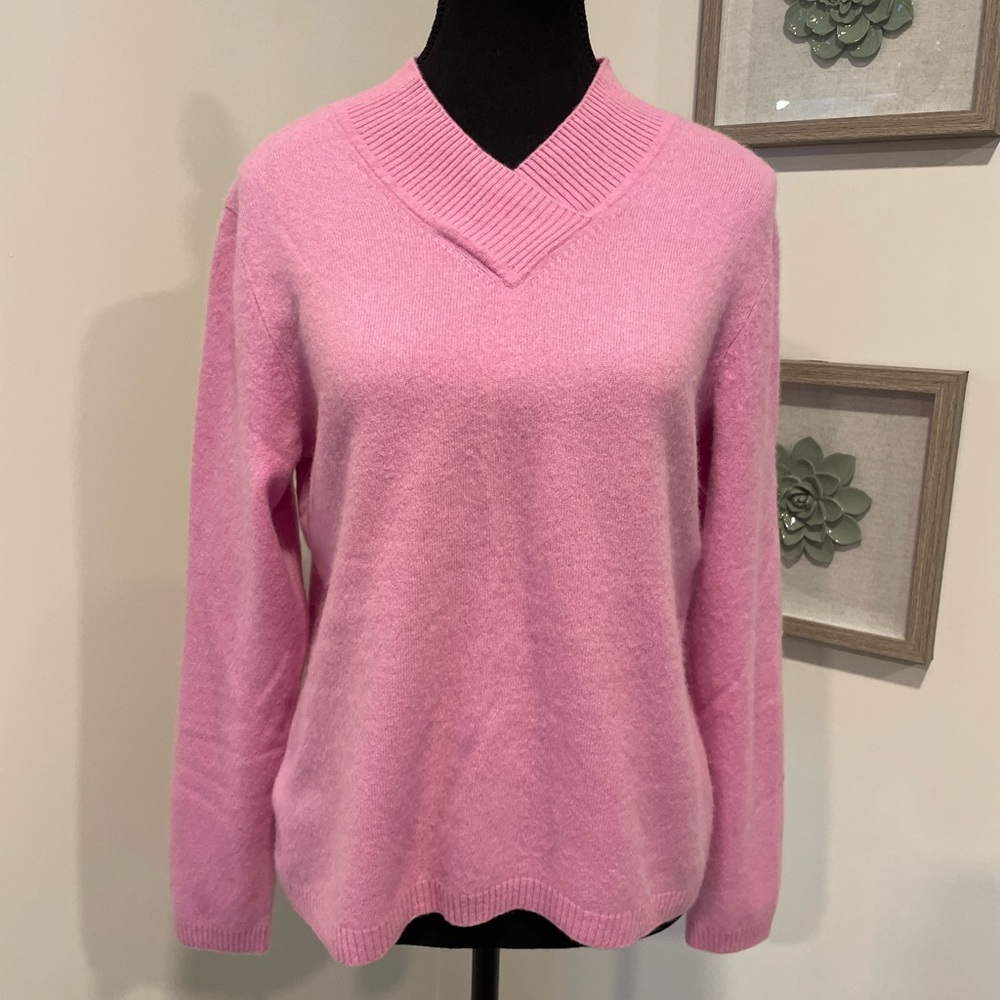 Never Worn! Investments Pink Fine Cashmere V-Neck Sweater
